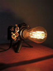 Retro Camera Film Tripod Table Lamp  - Edison Bulb - Industrial Steampunk Decor - 2CFA