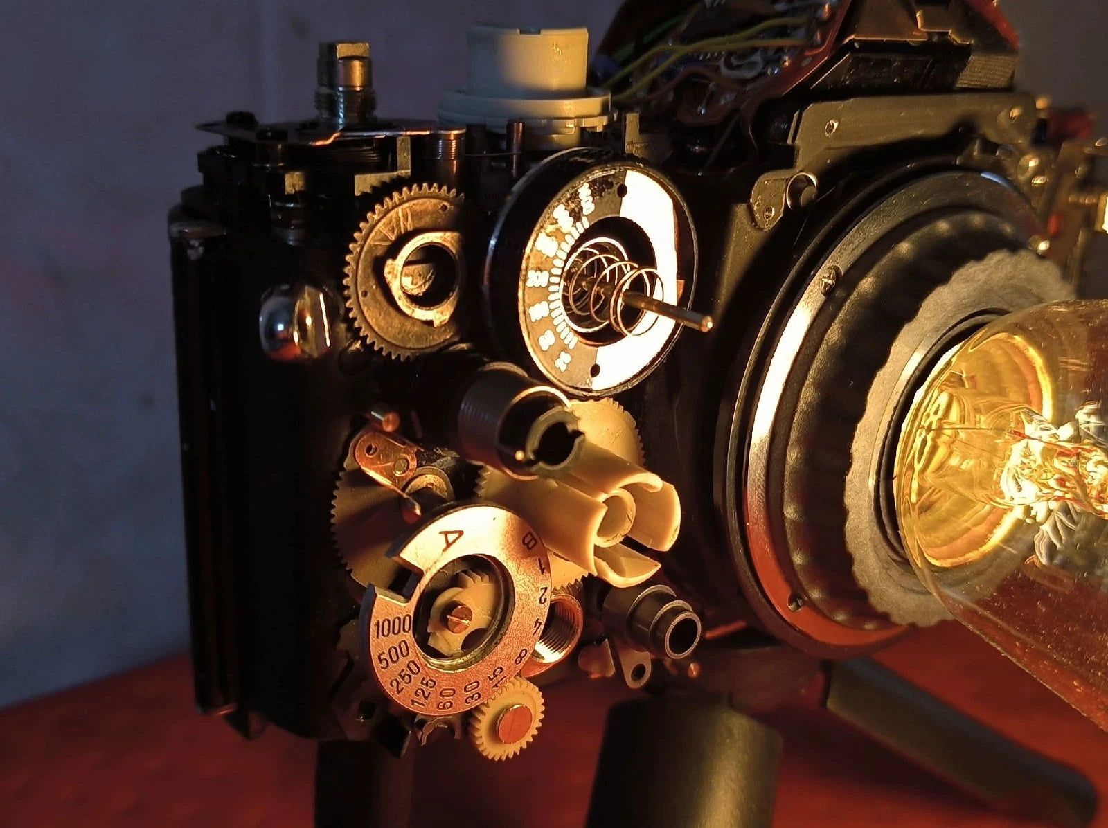 Retro Camera Film Tripod Table Lamp  - Edison Bulb - Industrial Steampunk Decor - 2CFA