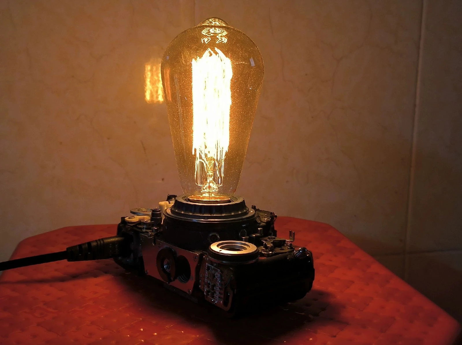 Retro Camera Film Tripod Table Lamp  - Edison Bulb - Industrial Steampunk Decor - 2CFA