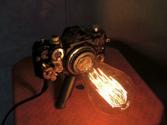 Retro Camera Film Tripod Table Lamp  - Edison Bulb - Industrial Steampunk Decor - 2CFA